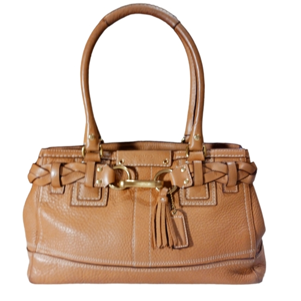 COACH Hampton Tan Pebbled  Leather Shoulder Bag Tote